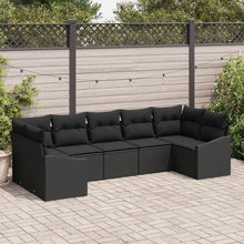 7-Delige Tuin Sofa Set Met Kussens Zwart Poly Riet