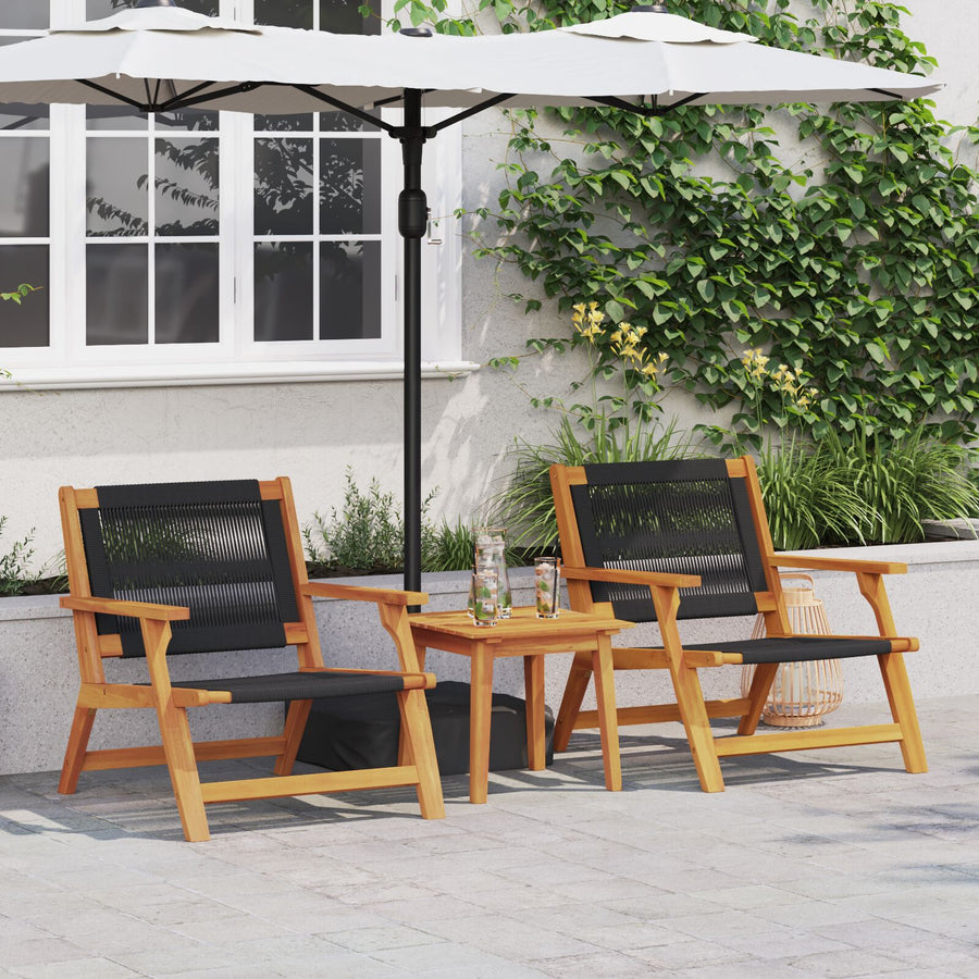 Tuinstoelen 2 Stuks 67X77X73 Cm Massief Acaciahout Zwart 2x stoel