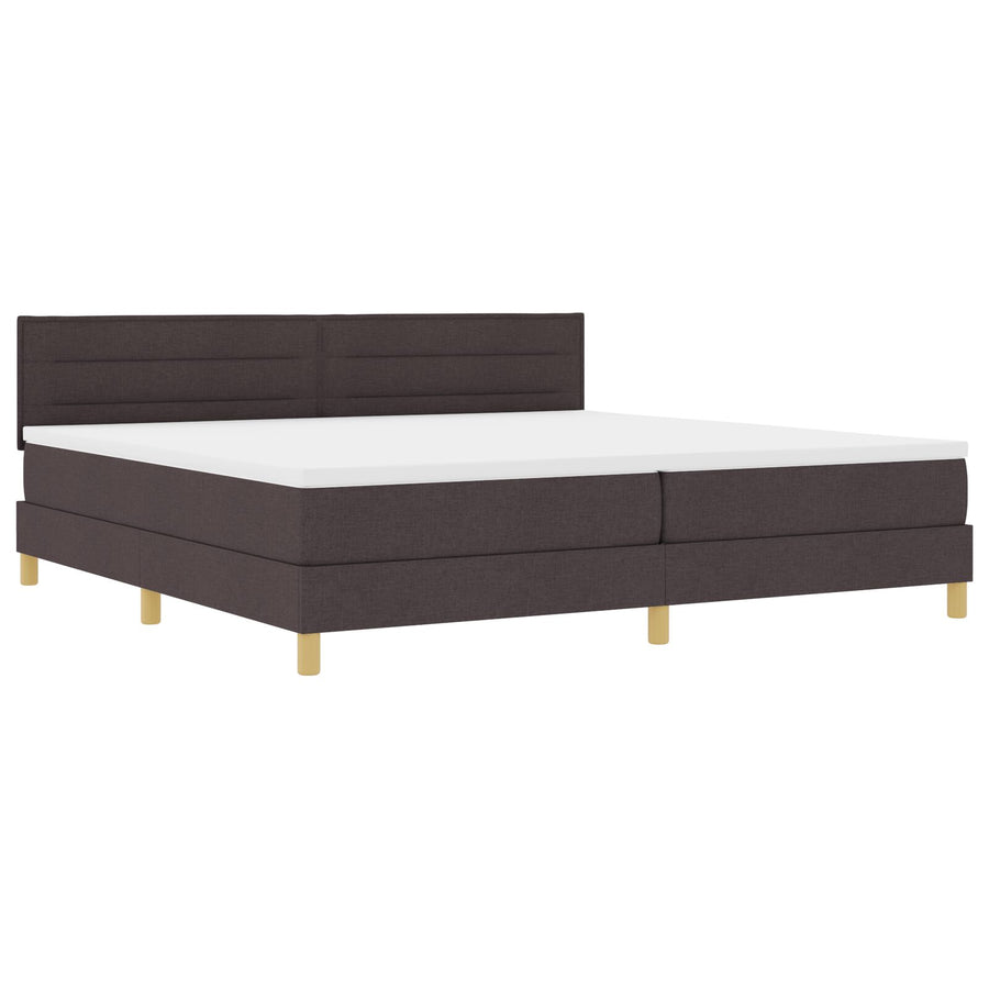 Boxspringbed Met Matras Stof Donkerbruin 200 x 200 cm Lijnenontwerp