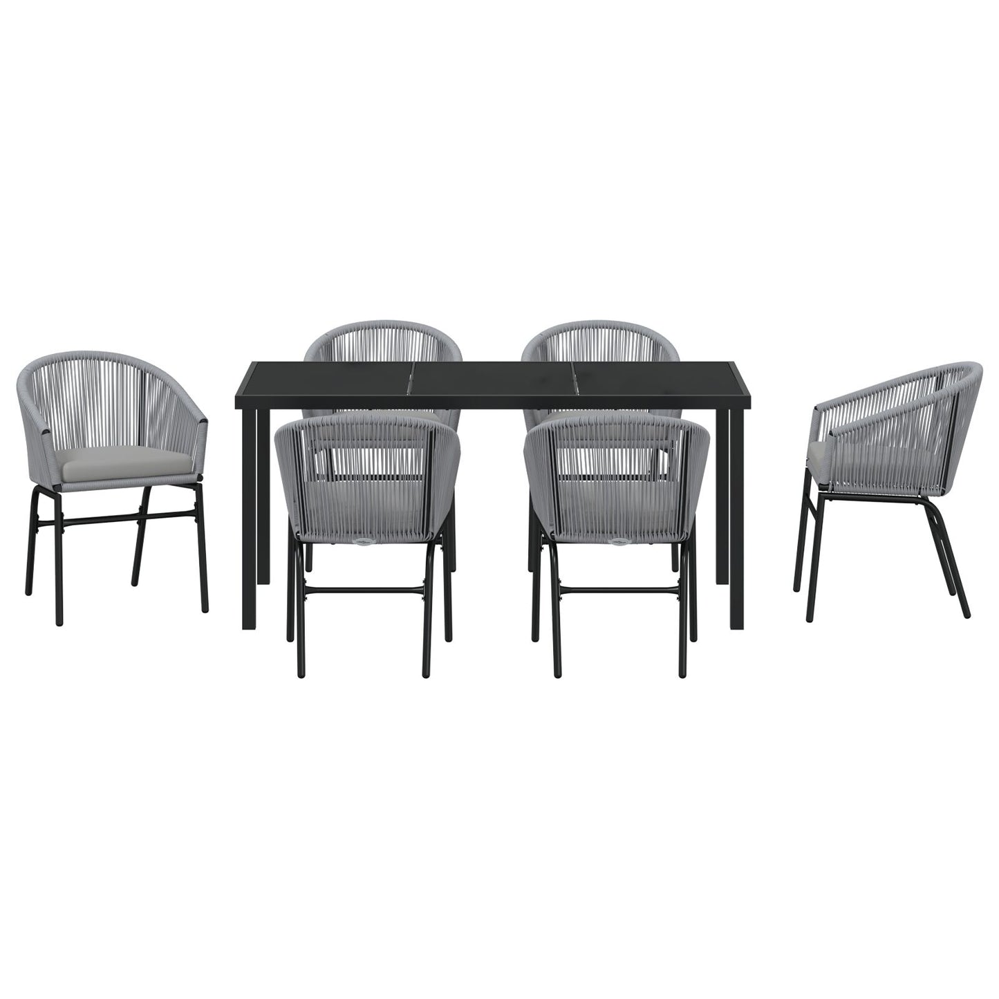 7-Delige Tuinset Grijs Poly Rattan