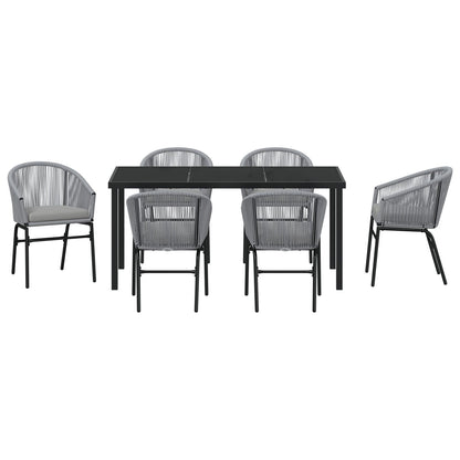 7-Delige Tuinset Grijs Poly Rattan