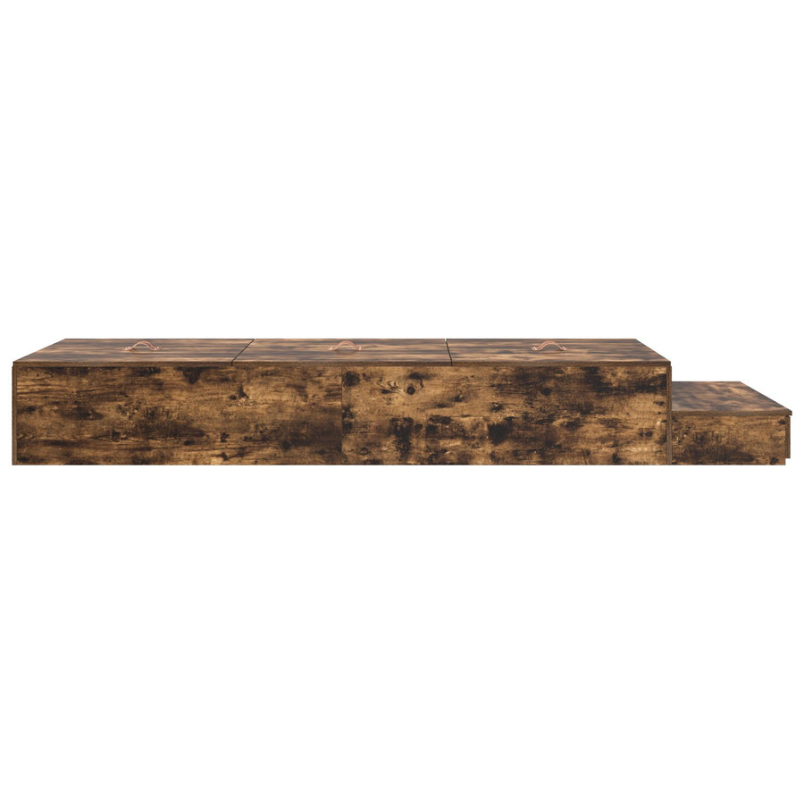 Opbergbedframe Gerookt Eiken Bewerkt Hout 236.5 X 100 X 31.5 Cm Artisanaal Eiken