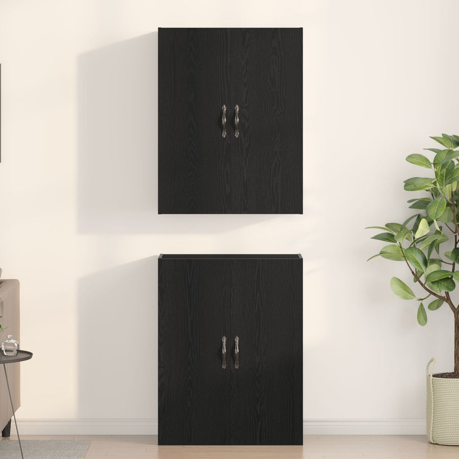 Kasten 2 Stuks Zwart Eiken 69,5X34X180 Cm Geïnvesteerd Hout