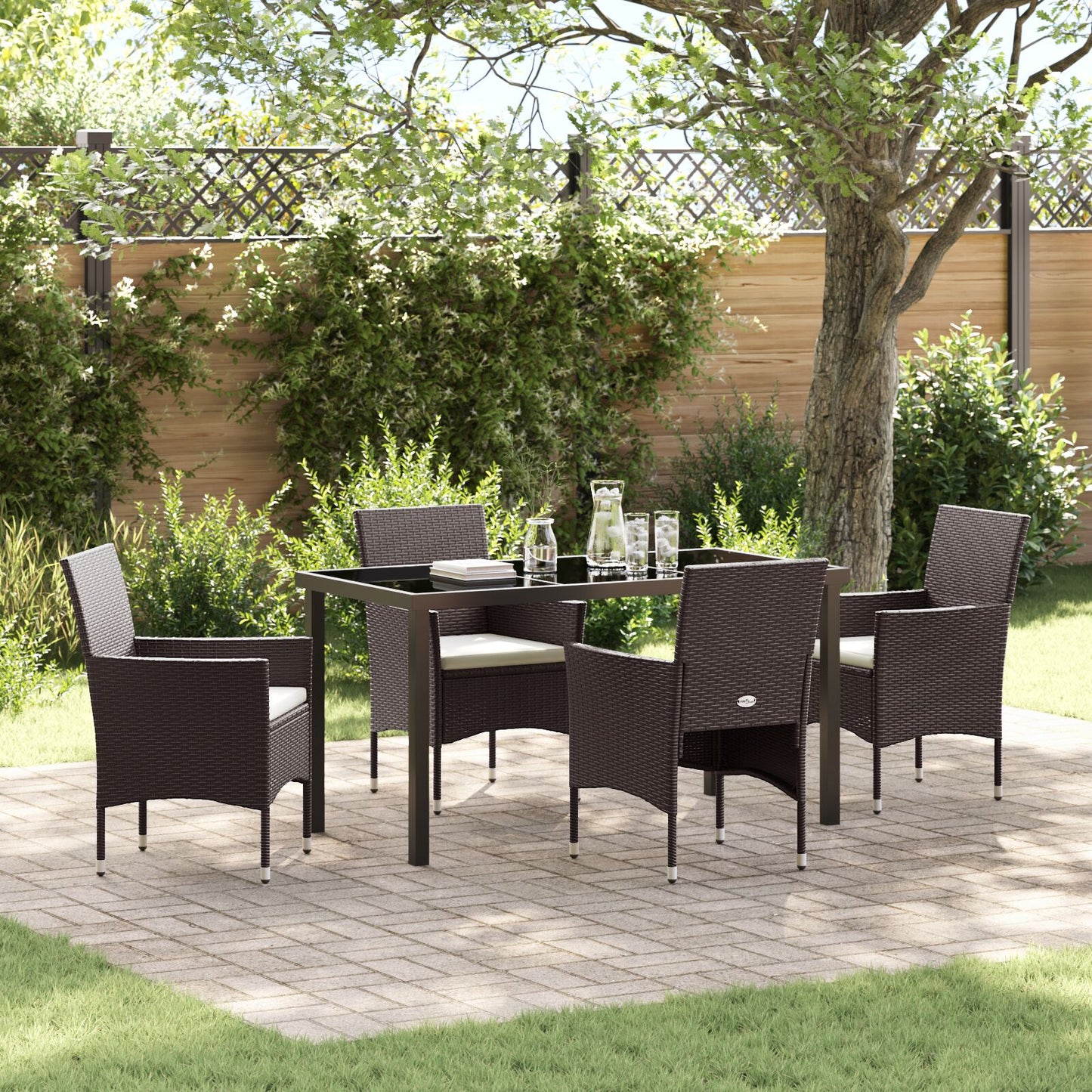5-Delige Tuindining Set Bruin Poly Rattan