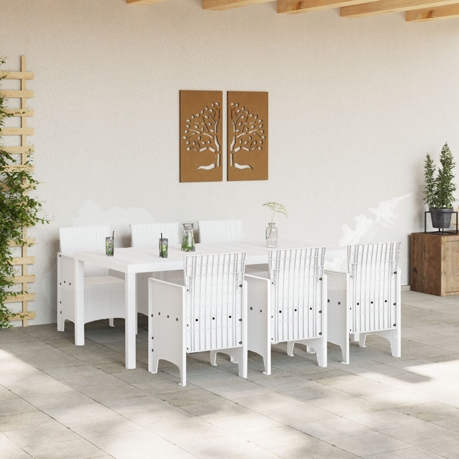 7-Delige Tuindining Set Wit Poly Rattan