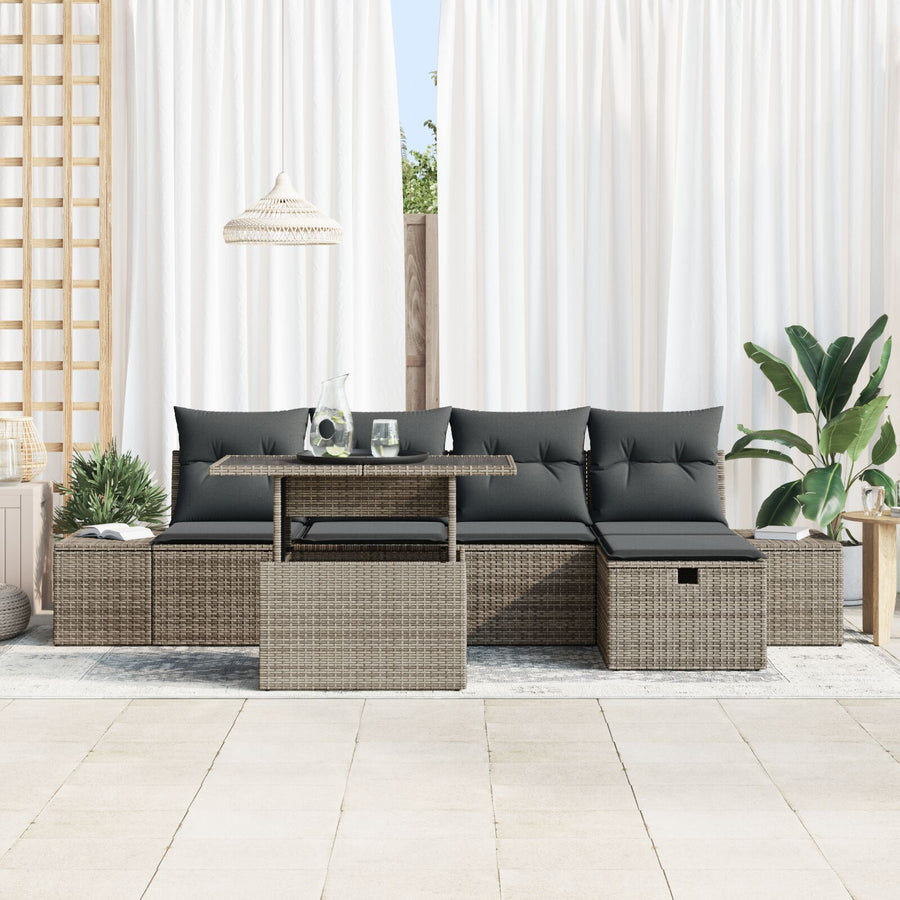 6-Delige Tuin Sofa Set Met Grijs Poly Rattan