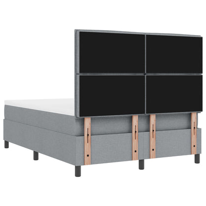 Boxspring Bed Met Matras Stof Lichtgrijs 140 x 190 cm Lijnen ontwerp