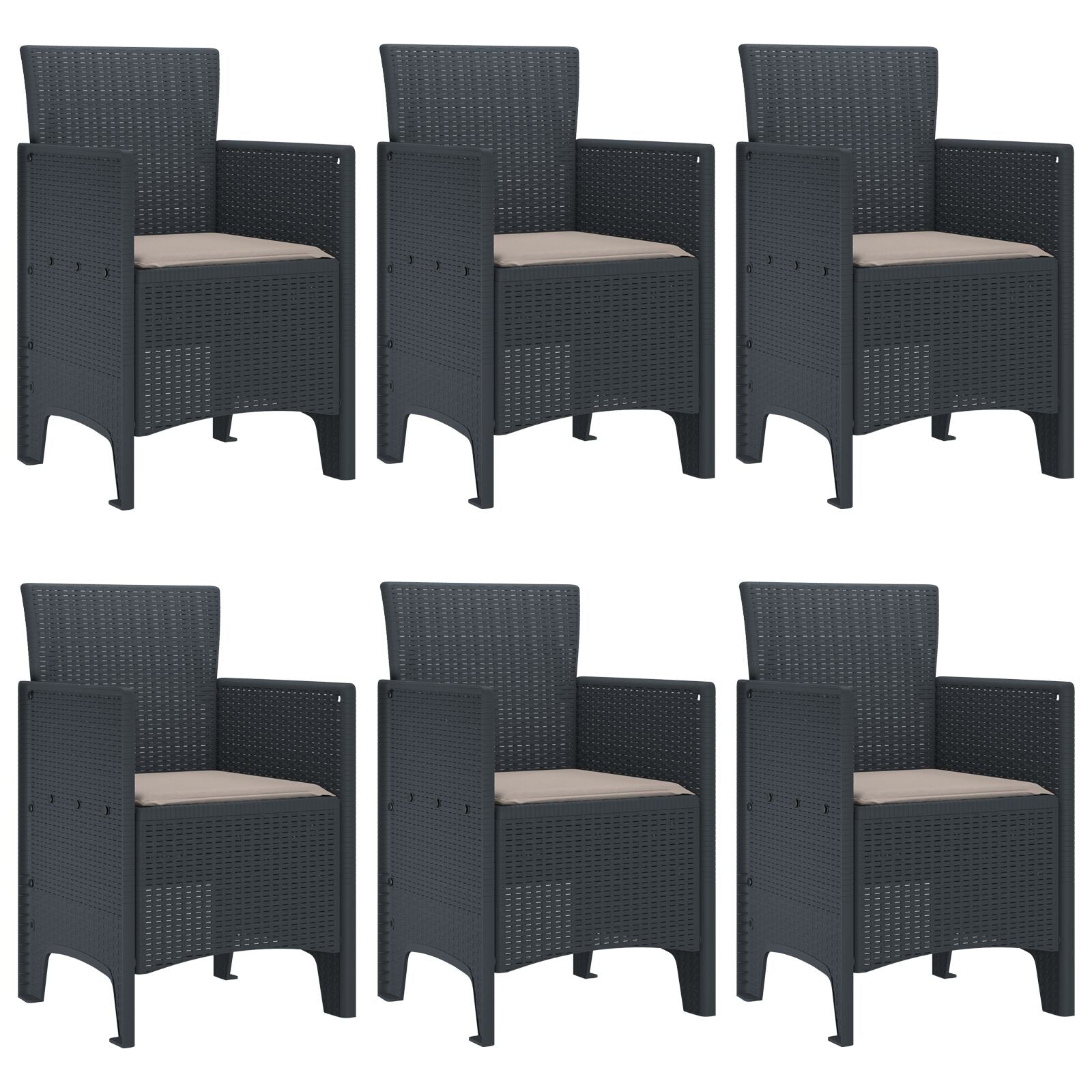 7 Delige Tuin Eetset Met Kussens Anthraciet Poly Rattan