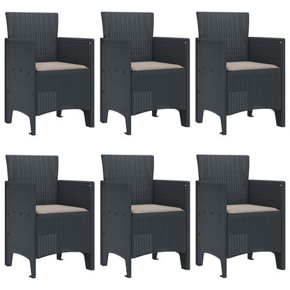 7 Delige Tuin Eetset Met Kussens Anthraciet Poly Rattan