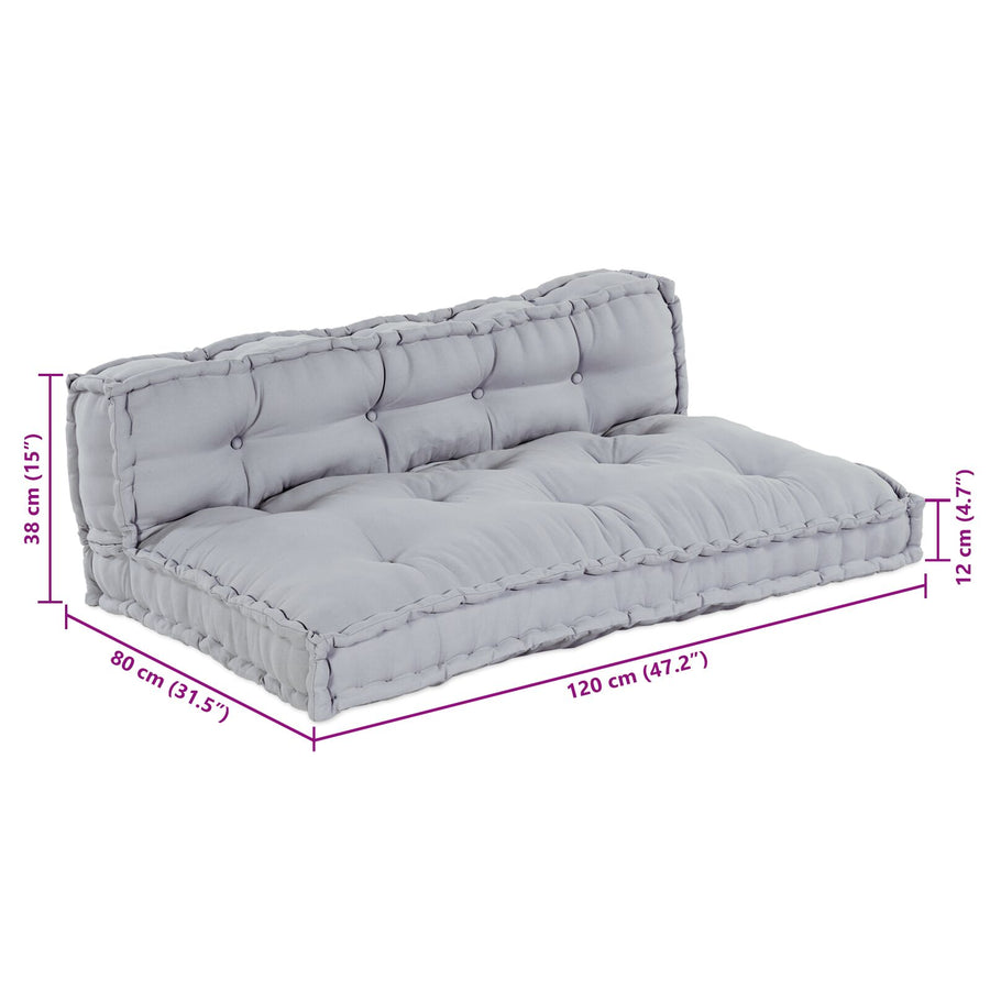 Pallet Sofa Kussen Met Rugsteun Stof Grijs 2x kussens