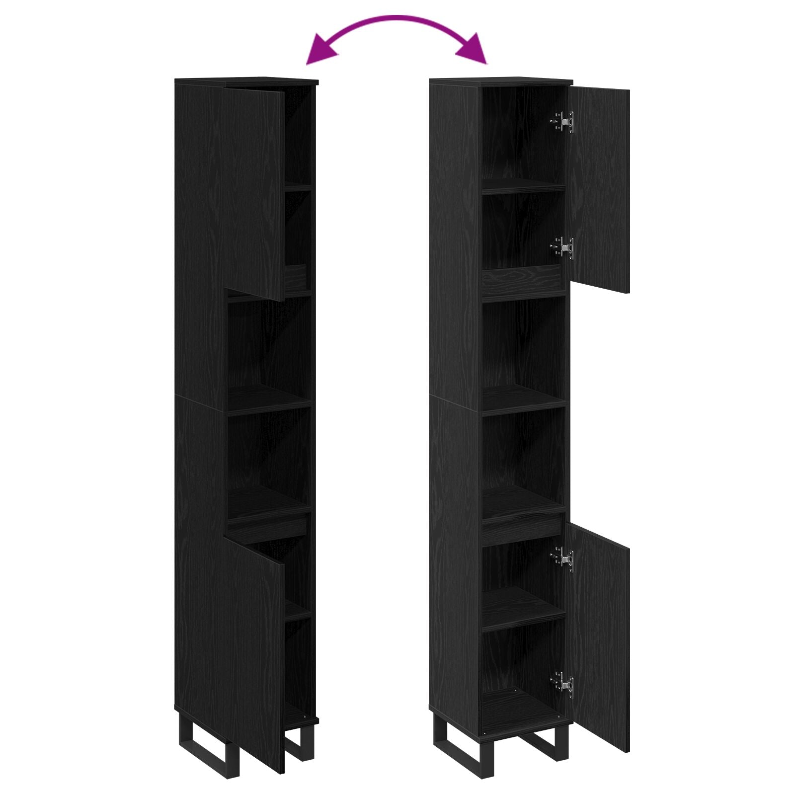 Badkamerkast 30X30X190 Cm Engineered Wood Zwart eiken
