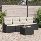 Loungeset 5-delig poly rattan zwart crème