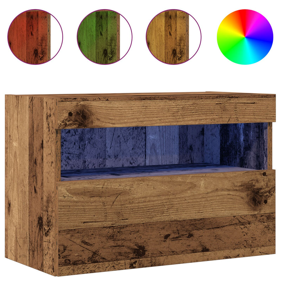 Tv Wandkasten Met Led Verlichting 2 Stuks Oud Hout Oude hout