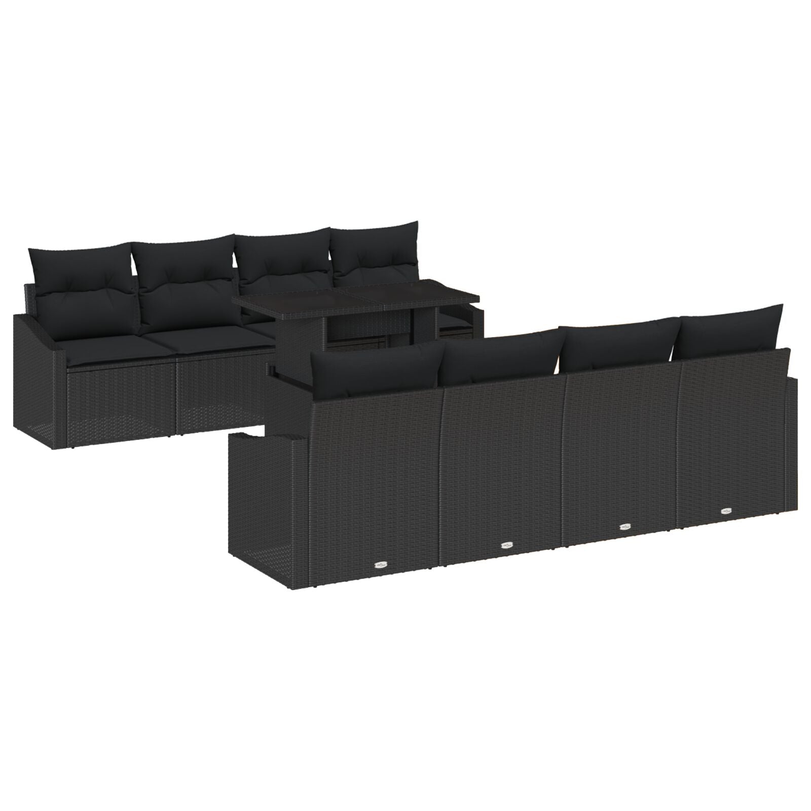 Tuin Sofa Set Set Van 7 Zwart Poly Rattan Tuin Sofa Set