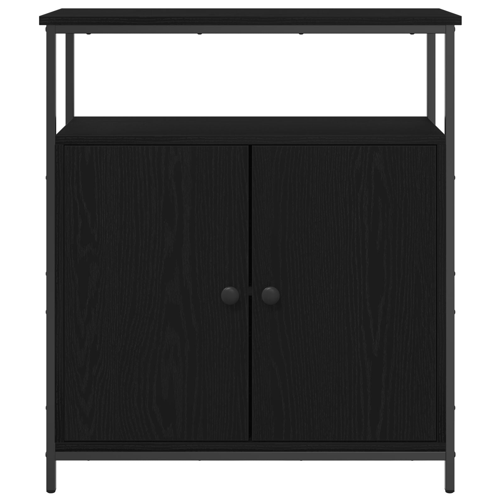 Wandkast Zwart Eiken 69,5X34X90 Cm Geengineerd Hout