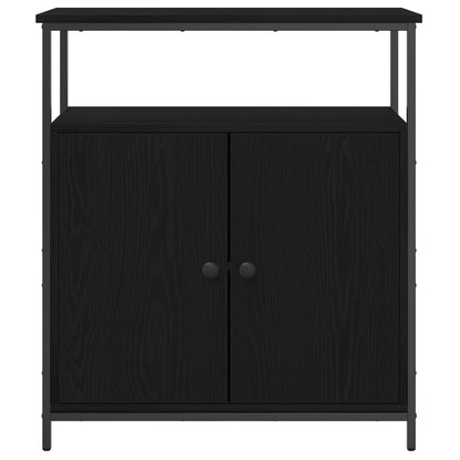 Wandkast Zwart Eiken 69,5X34X90 Cm Geengineerd Hout