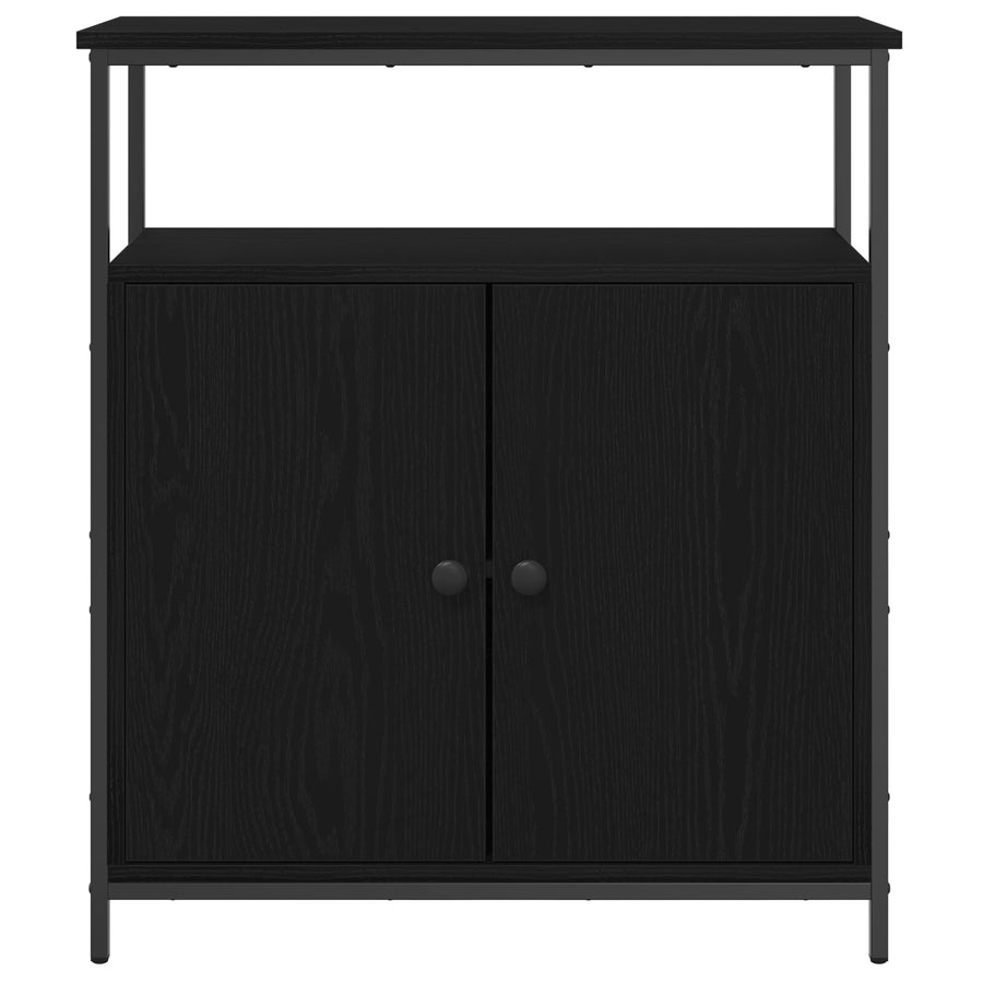 Wandkast Zwart Eiken 69,5X34X90 Cm Geengineerd Hout