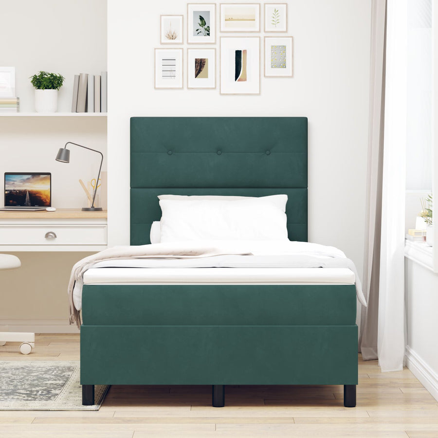 Boxspringbed Met Matras Donkergroen 120X200 Cm Fluweel Blauw