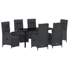 7-Delige Tuin Eetset Met Kussens Zwart Poly Rattan