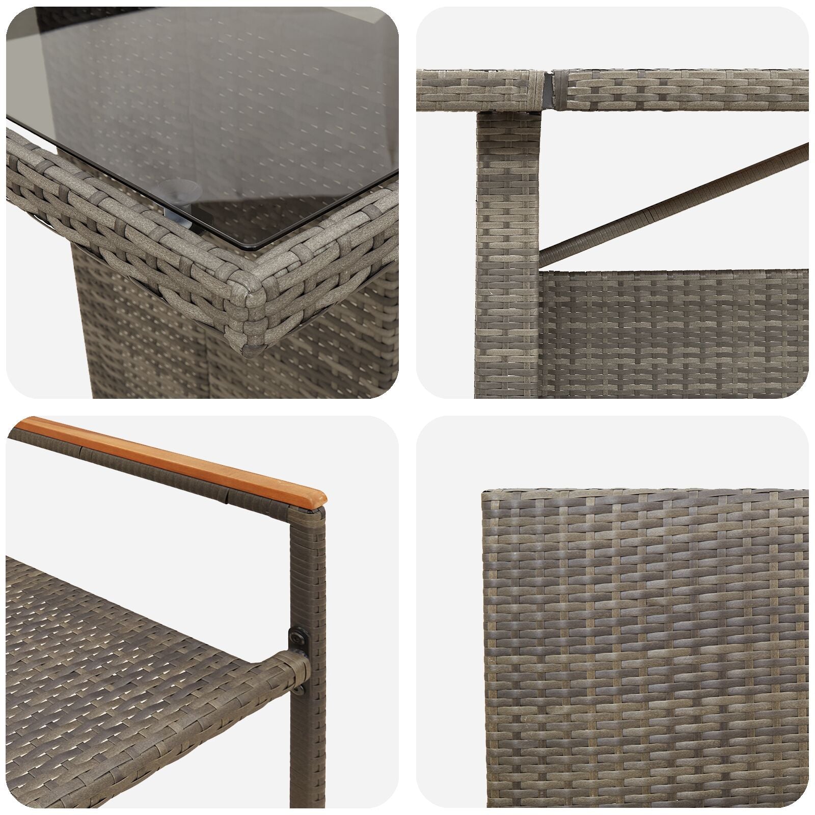 11-Delige Tuin Eettafel Set Grijs Poly Rattan Wit