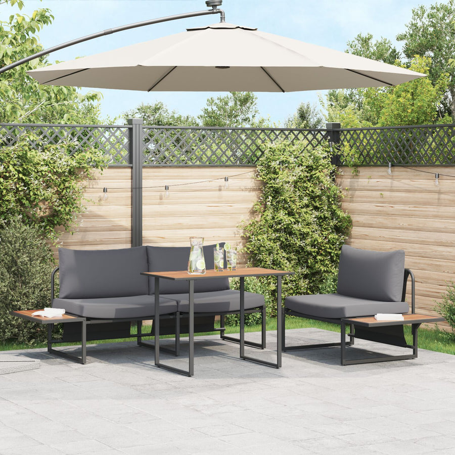 3-Delige Tuin Eetset Met Antraciet Kussens