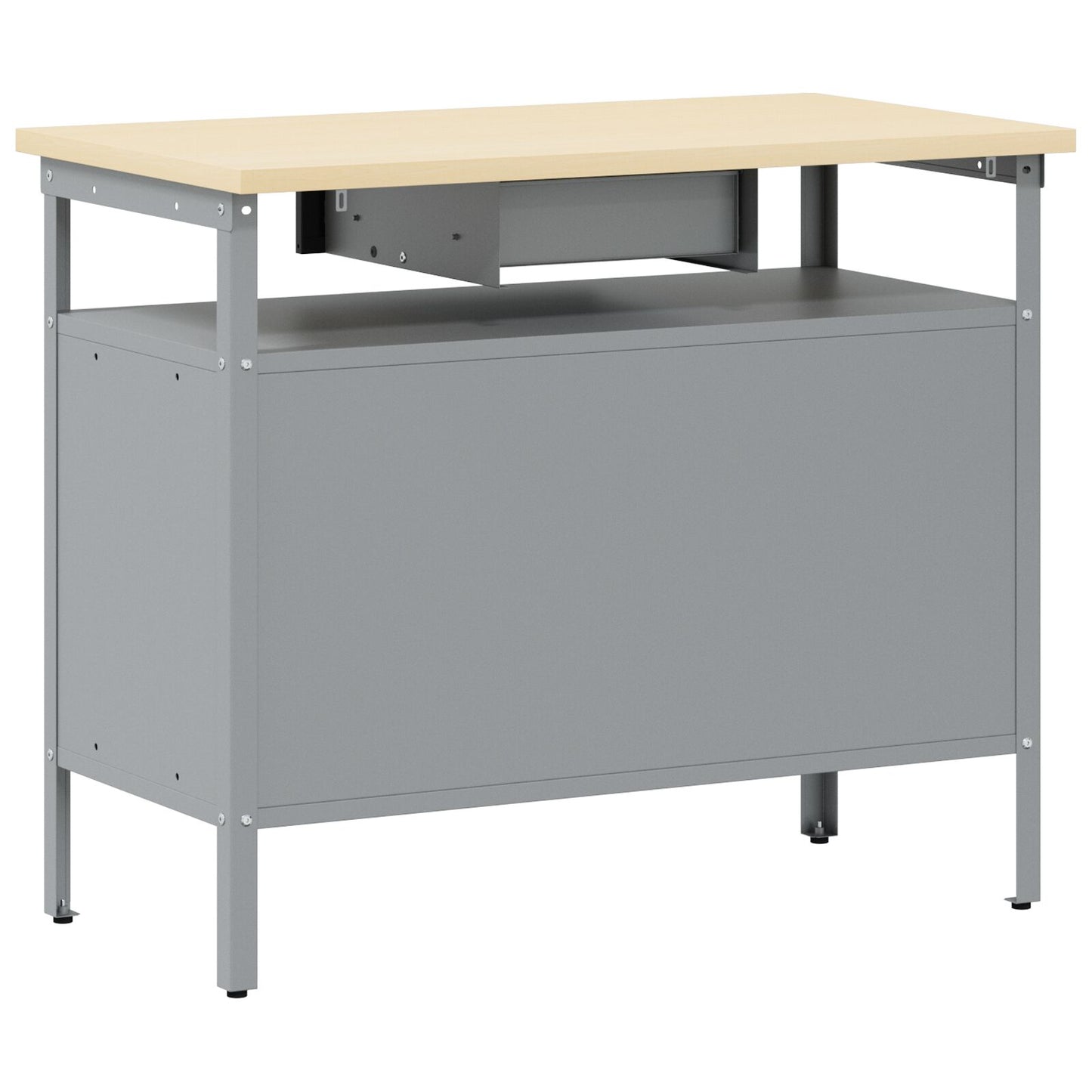 Werkbank Met Vergrendelbare Deur 100X55X85 Cm Staal Zwart en grijs