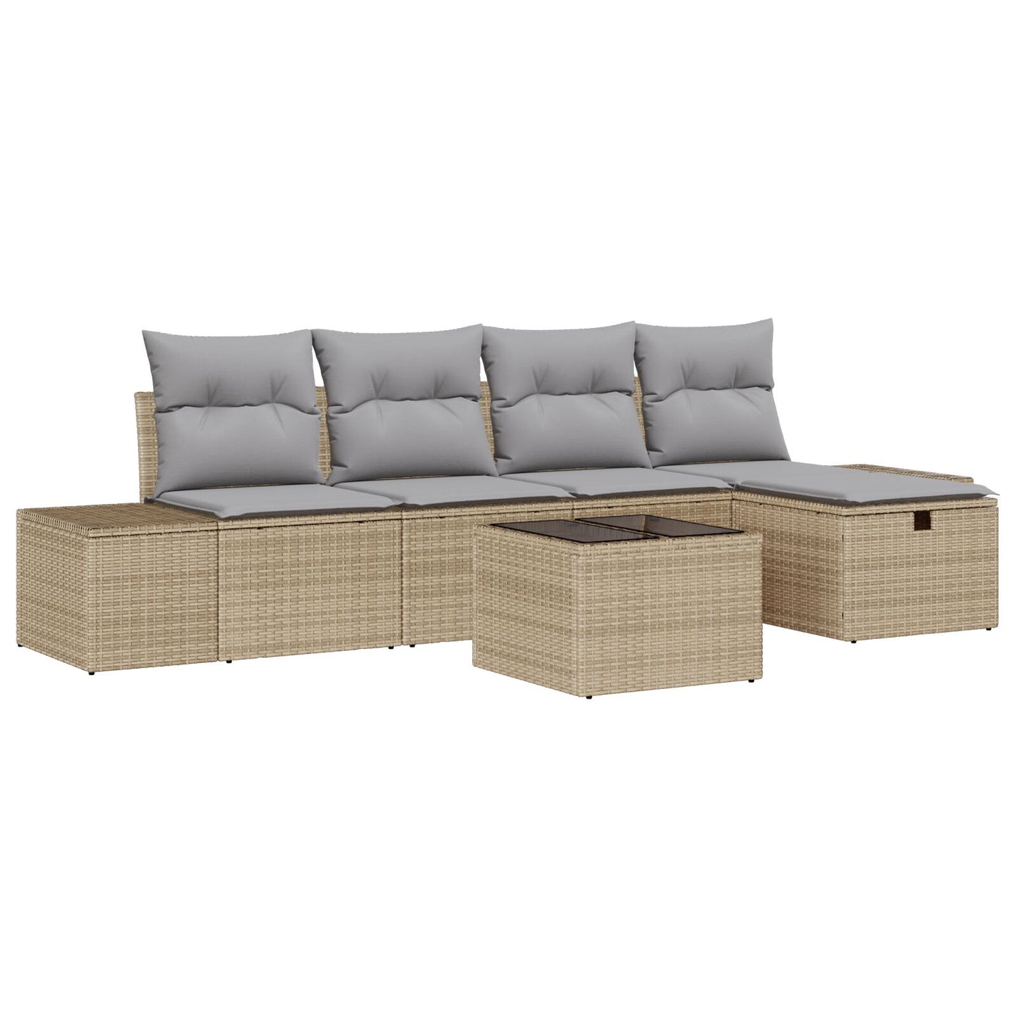 6-Delige Tuin Sofa Set Met Kussens Beige Poly Rattan Wit