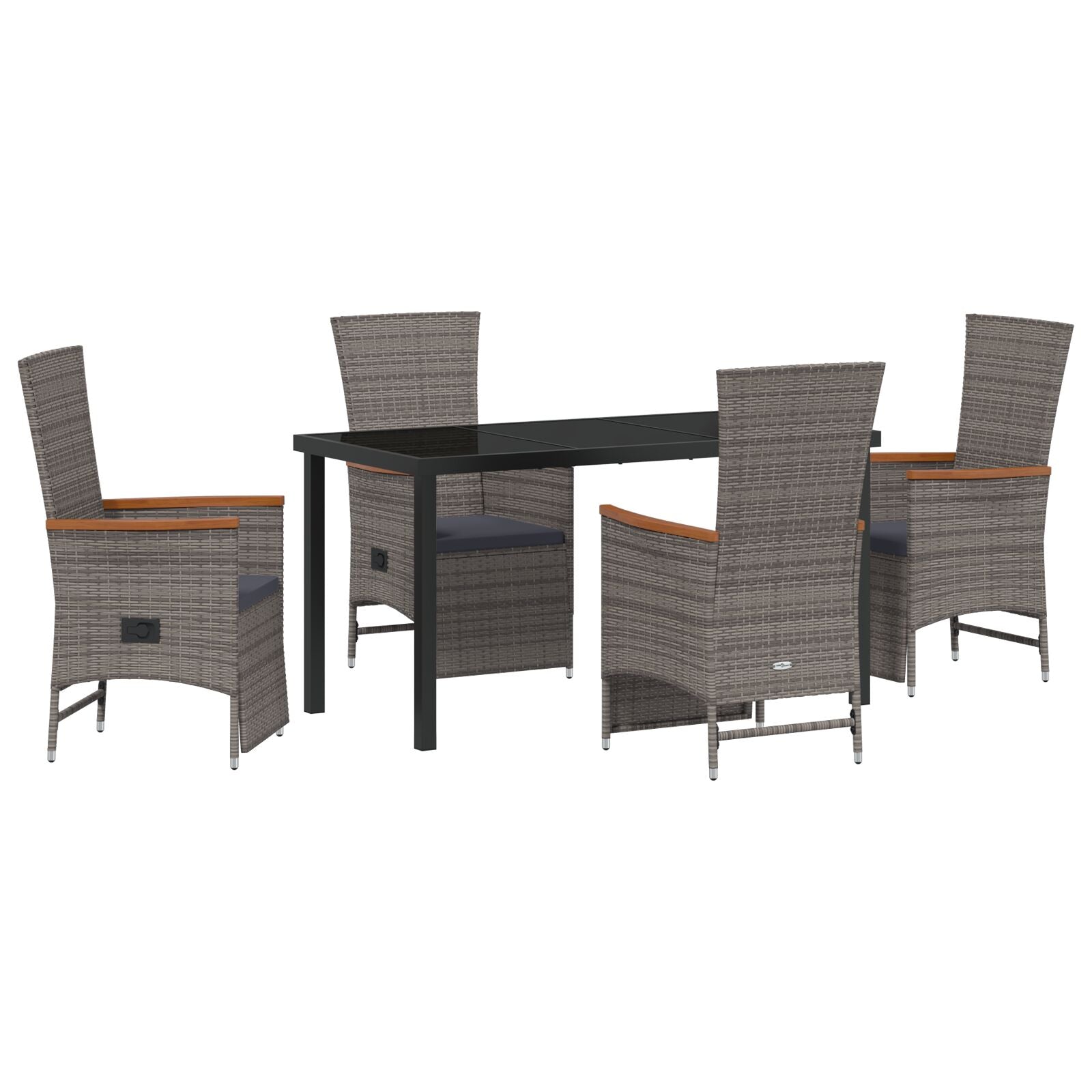 5 Delige Tuin Eetset Met Kussens Grijs Poly Rattan
