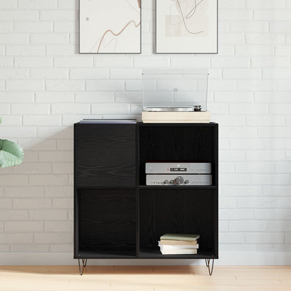 Recordkast Zwart Eiken 84.5X38X90 Cm Verwerkt Hout