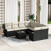 Loungeset 9-delig poly rotan zwart