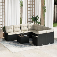 9-Delige Tuin Sofa Set Met Kussens Zwart Poly Rattan