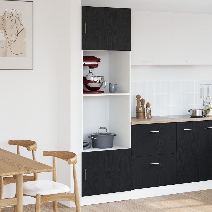 Keuken Kast Zwart Eiken Engineeringhout 60 X 57 X 207 Cm