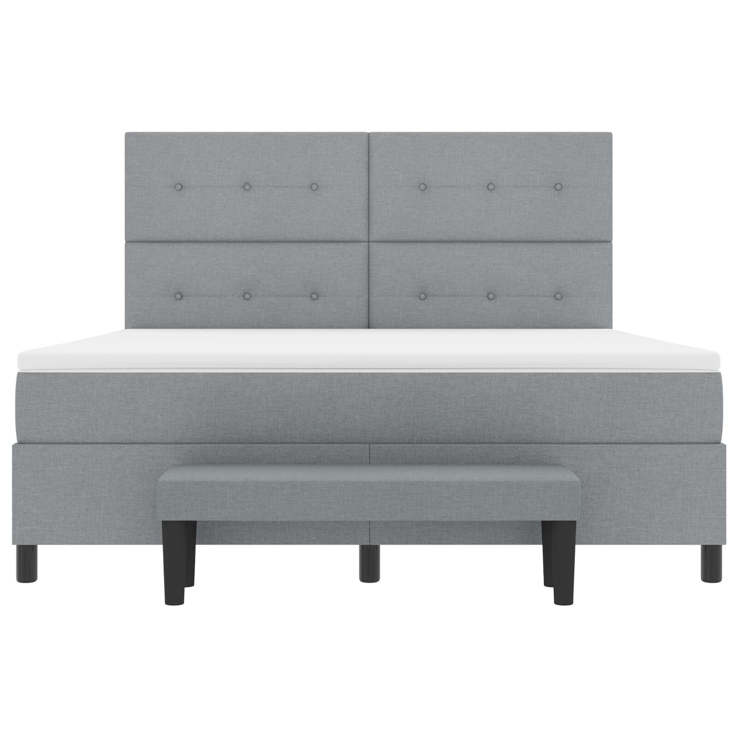 Boxspring Bed Met Matras & Bank Stof Licht Grijs 180 x 200 cm Knop tufted