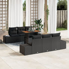 Tuinset poly riet 7 delig zwart 6 personen