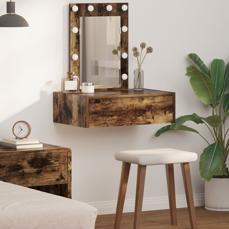 Wand Hangende Kaptafel -Verlichting In 60 x 40 x 70 cm Gerookt eiken met LED
