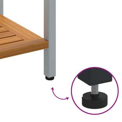 Buitentafel E & Grijze 35X80X75 Cm Massief Hout En Staal Natuurlijk en grijs 80 x 35 x 75 cm