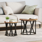 Side Table 2 pcs Reclaimed Wood Engineered Wood and Steel