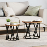 Side Table 2 pcs Reclaimed Wood Engineered Wood and Steel