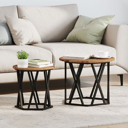 Nesting Bijzettafels 2 Stuks Oud Hout Gegoten Hout Gerecycled hout