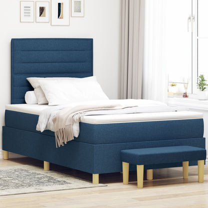 Boxspring Bed Met Matras & Bank Stof Blauw 120 x 190 cm Lijnen ontwerp