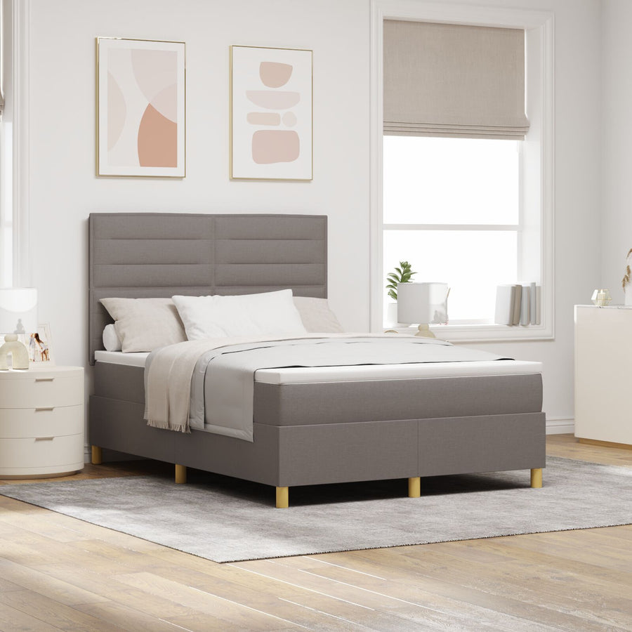 Boxspringbed Met Matras Taupe 140X200 Cm Stof Blauw