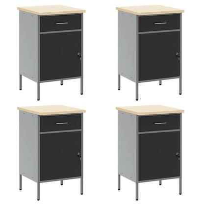 10-Delige Werkcabinet En Pegboard Set Mdf En Metaal 4x (84 cm) Zwart 4x kast + 4x pegboard + 2x gereedschapskast
