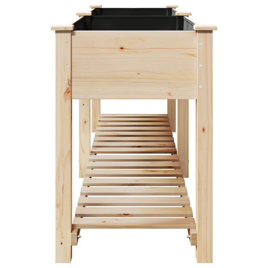 Tuinplanter Met Plank 203X53X76 Cm Massief Hout Vuren 203,5 x 53 x 76,5 cm