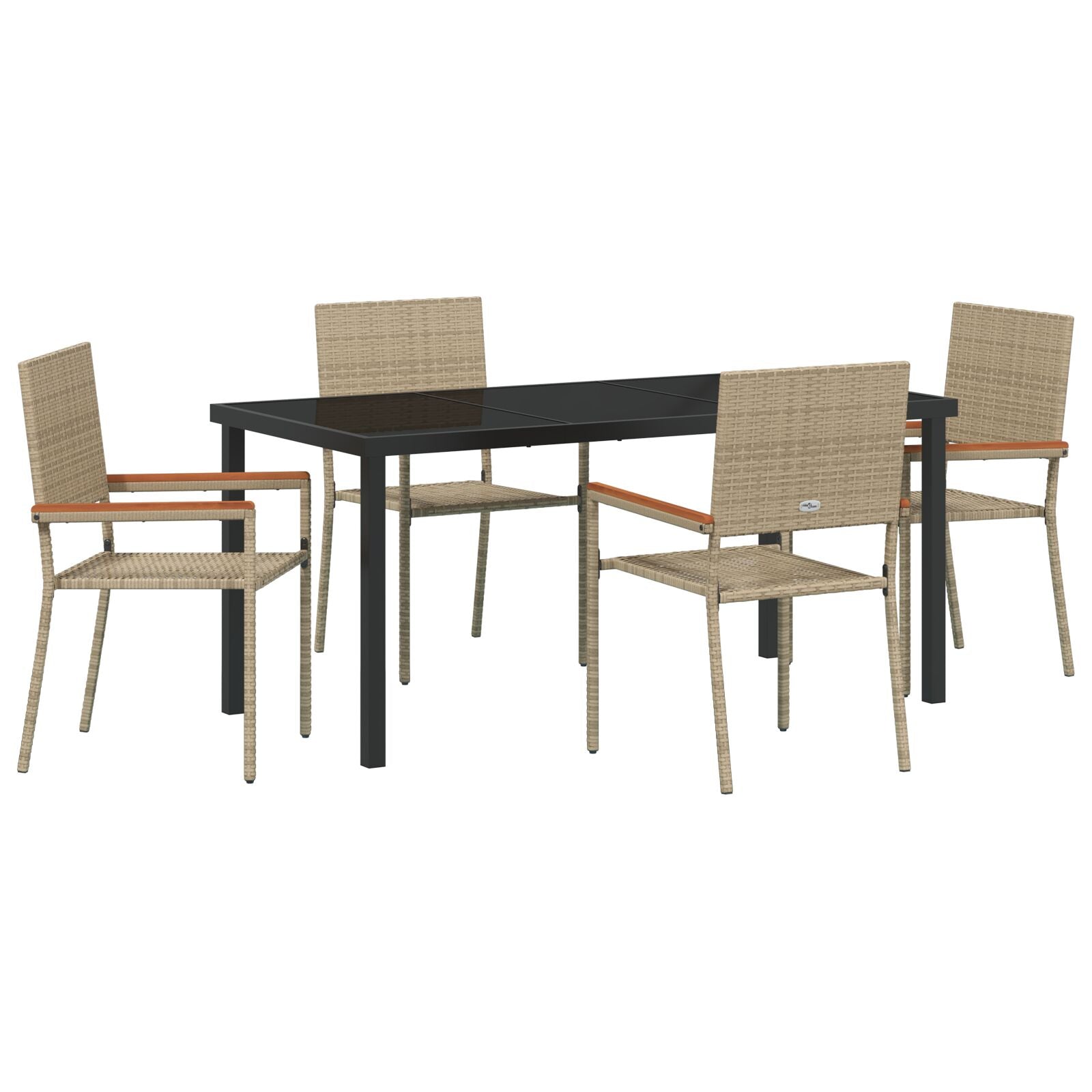 5 Delige Tuin Eetset Beige Poly Rattan