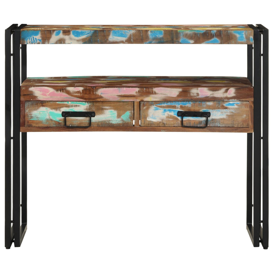 Bijzettafels Meerkleurig & Metaal 90 x 33 x 75 cm Massief gerecycled hout