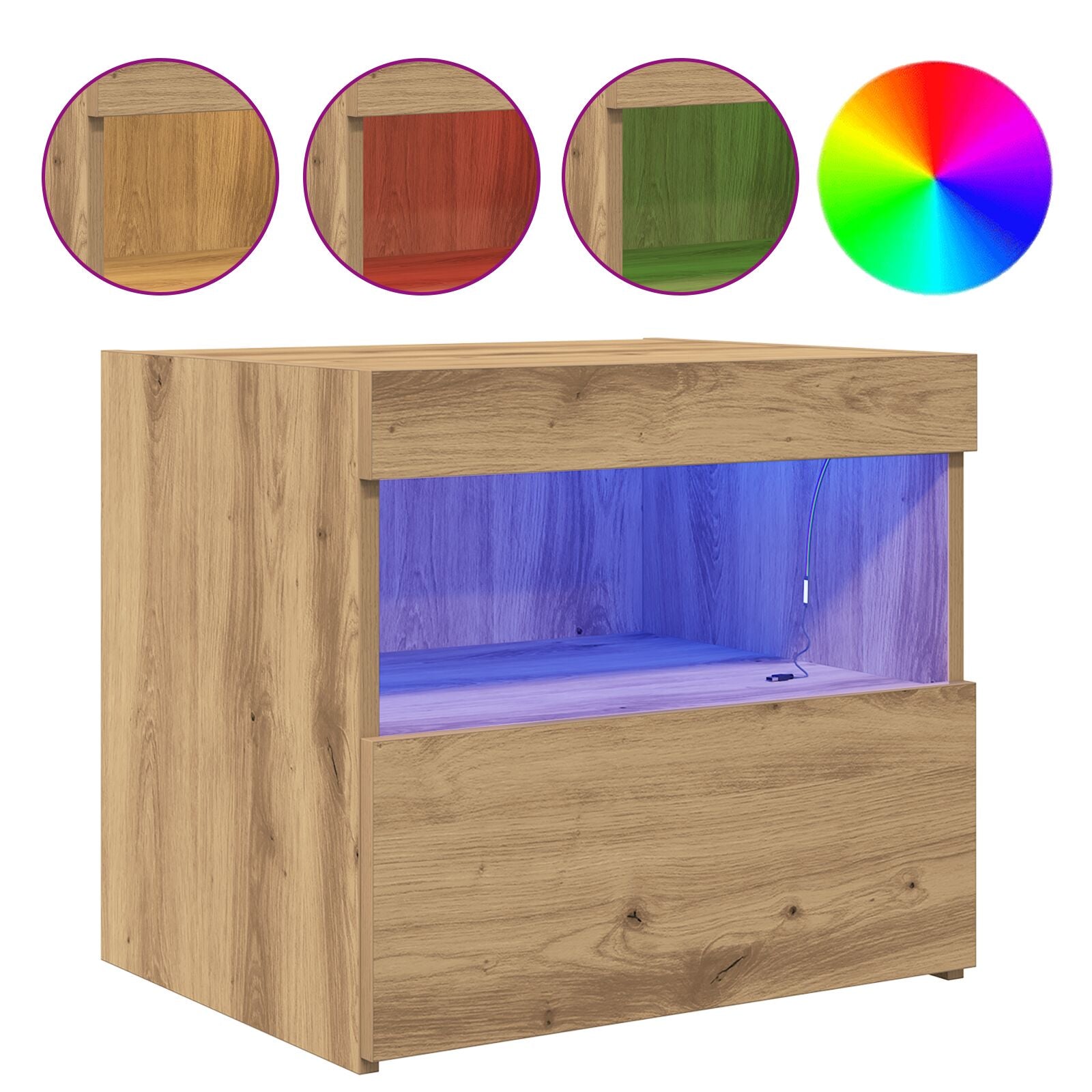 Nachttafels Met Led-Verlichting 2 Stuks Artisan Eiken 50X40X45 Cm