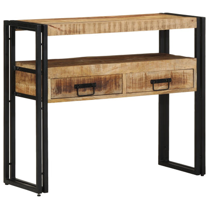 Bijzettafels Zwart En Metaal 90 x 33 x 75 cm Massief mangohout