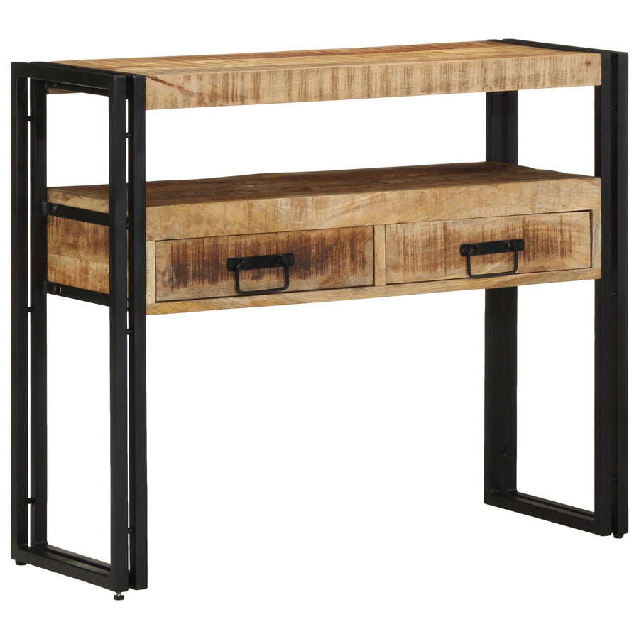 Bijzettafels Zwart En Metaal 90 x 33 x 75 cm Massief mangohout