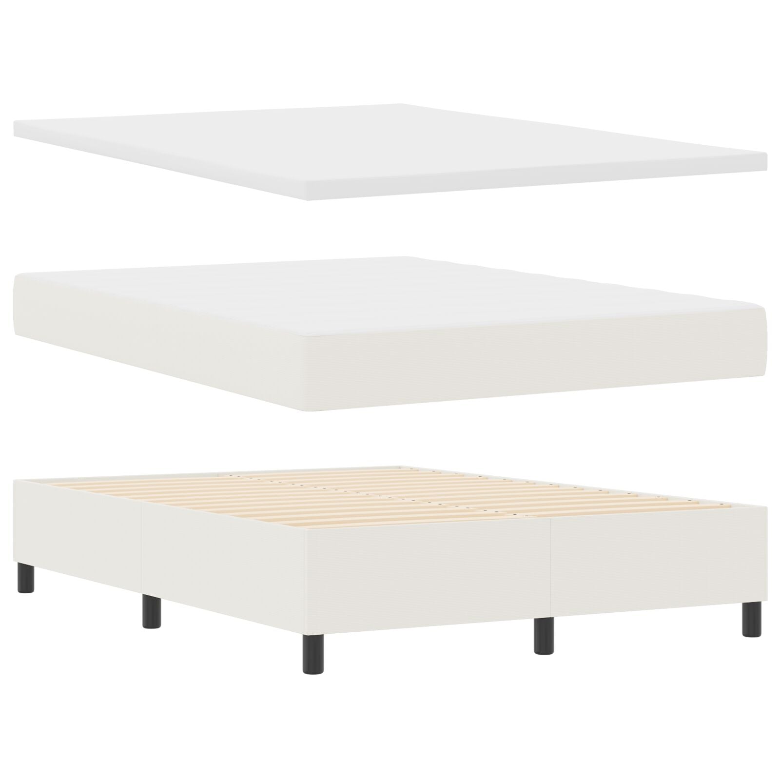 Boxspringbed Met Matras Crème 160X200 Cm Corduroy Stof