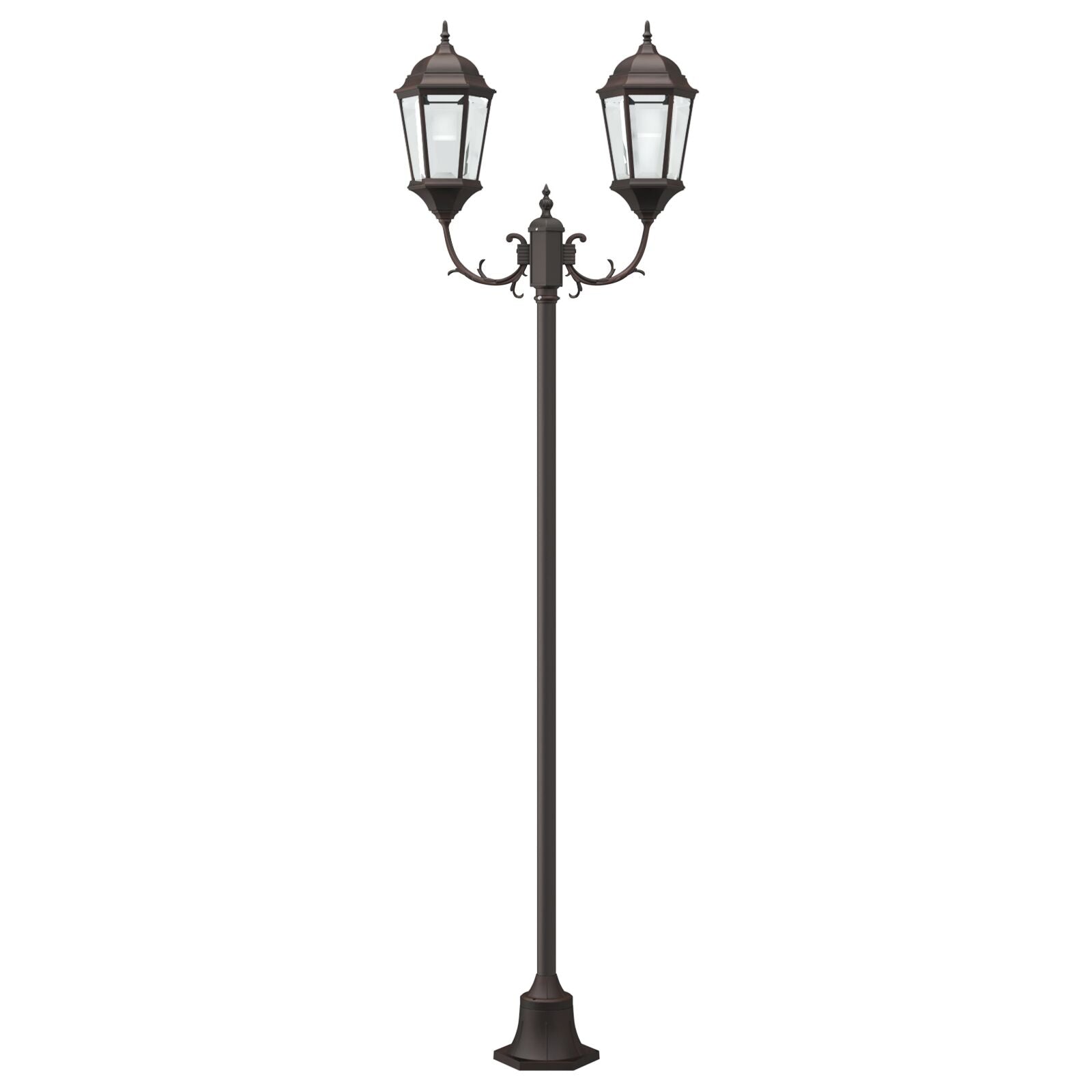 Tuinlichtpaal 2-Lamp E27 220 Cm Aluminium Brons